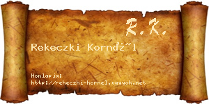 Rekeczki Kornél névjegykártya